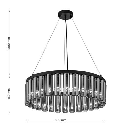 Люстра со стеклянными цилиндрическими плафонами Luminous Cylinders Smoky Round
