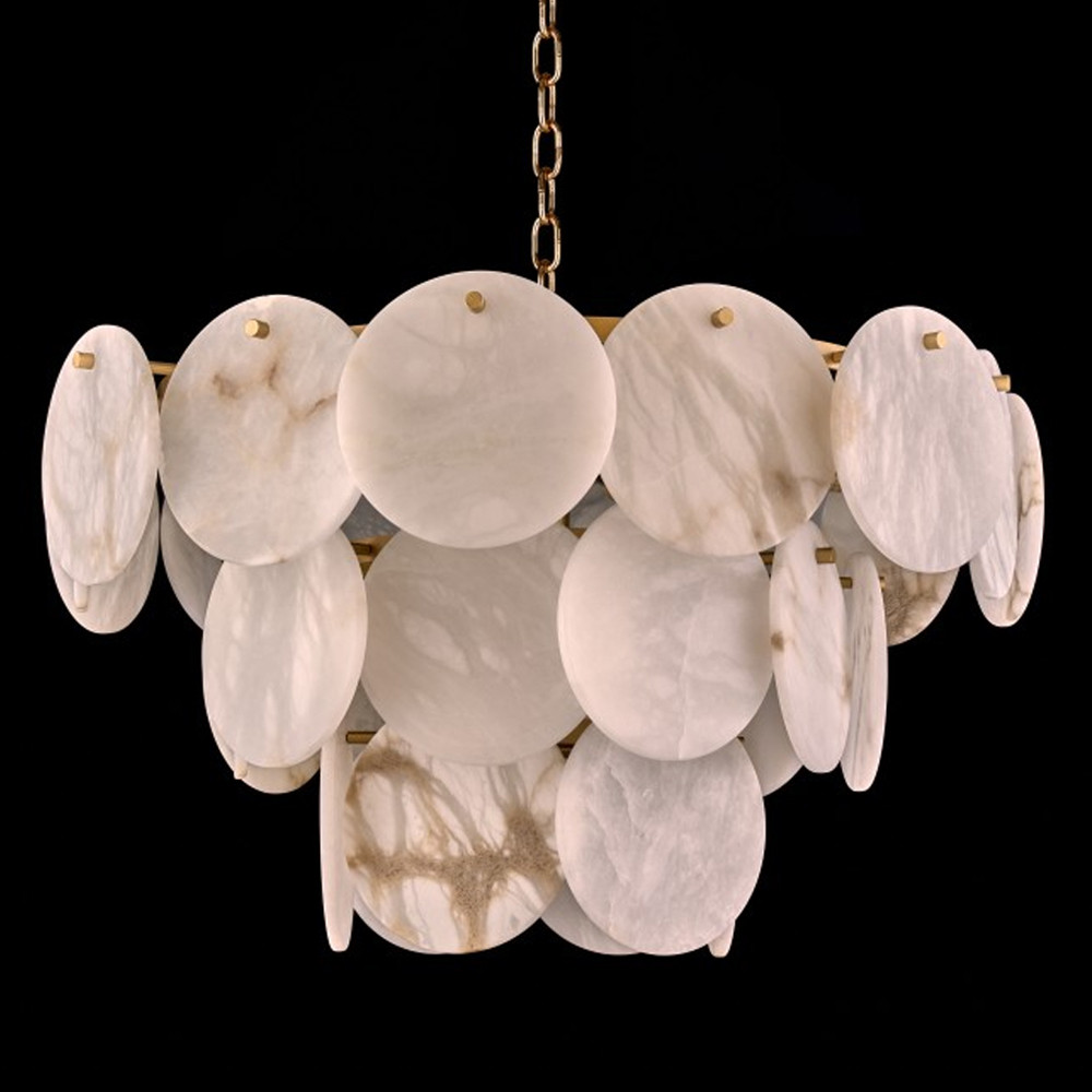 Люстра трехъярусная с подвесками из округлых элементов Cryptocrystalline Stone