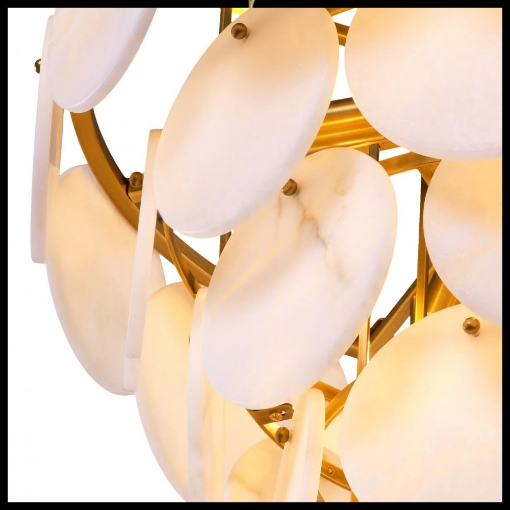 Люстра трехъярусная с подвесками из округлых элементов Cryptocrystalline Stone