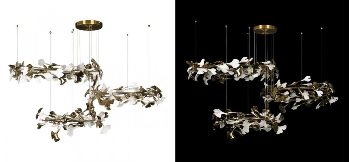 Люстра Триптих Wintery flover Gold с Белыми плафонами