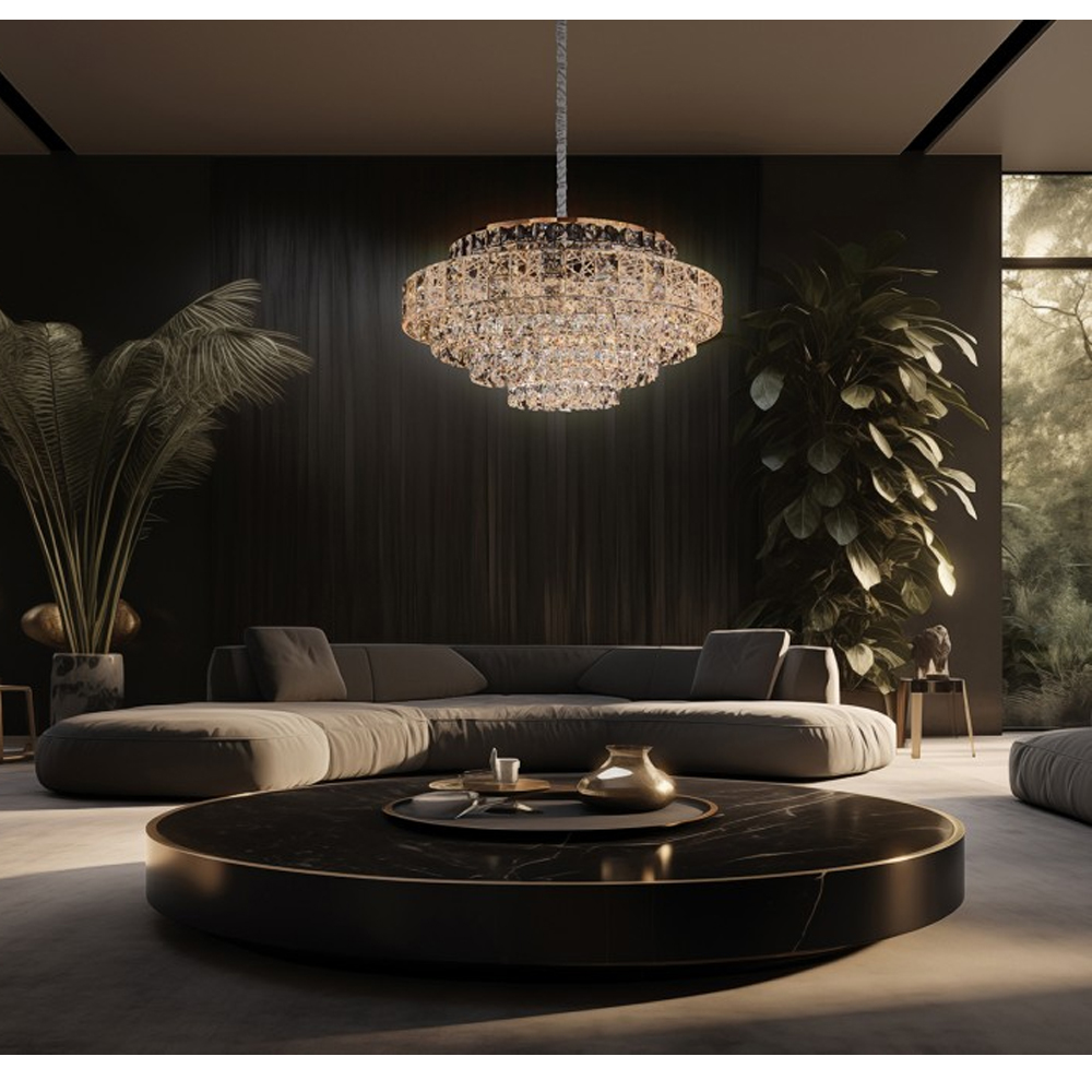 Люстра хрустальная в неоклассическом стиле на золотистом каркасе Majesty