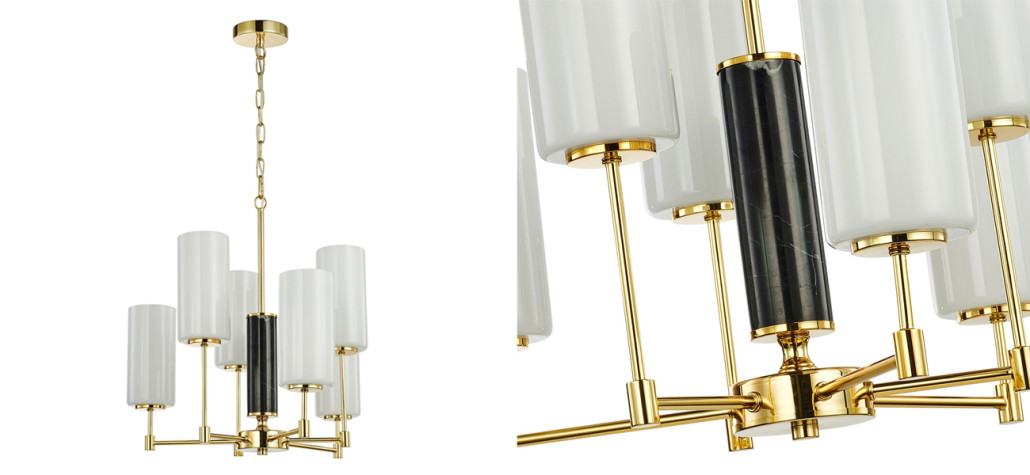 Люстра цвета золота с белыми матовыми плафонами Hovering D56 см