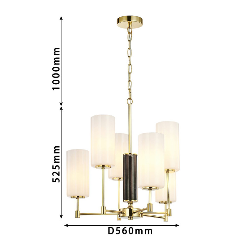 Люстра цвета золота с белыми матовыми плафонами Hovering D56 см