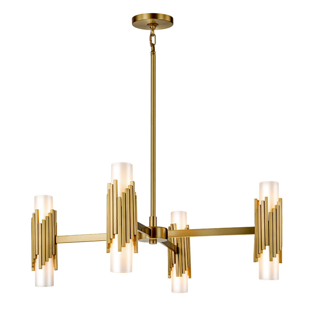 Люстра цвета латунь с 4-мя матовыми цилиндрическими плафонами Elstead Lighting