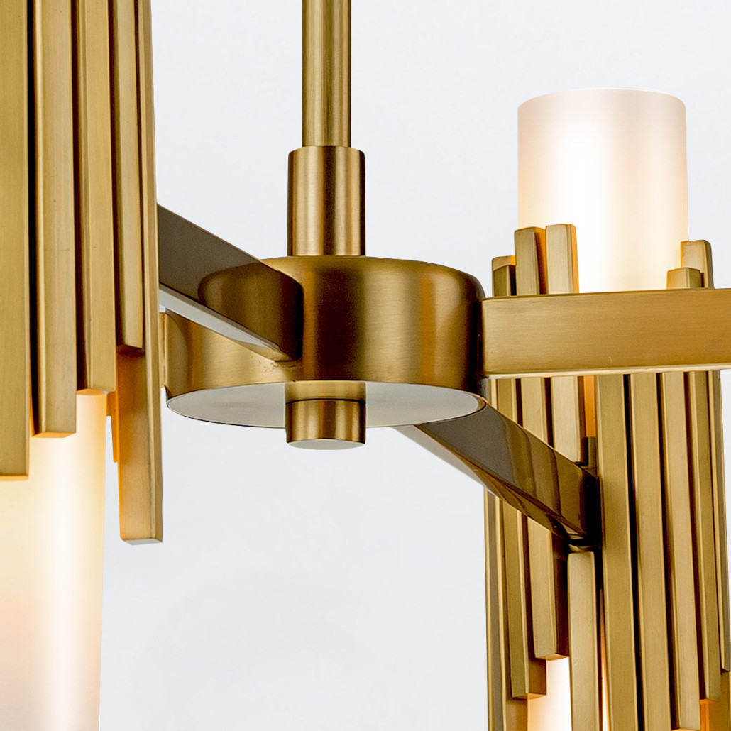 Люстра цвета латунь с 4-мя матовыми цилиндрическими плафонами Elstead Lighting