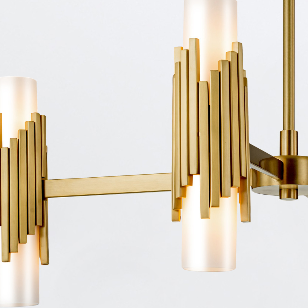 Люстра цвета латунь с 4-мя матовыми цилиндрическими плафонами Elstead Lighting