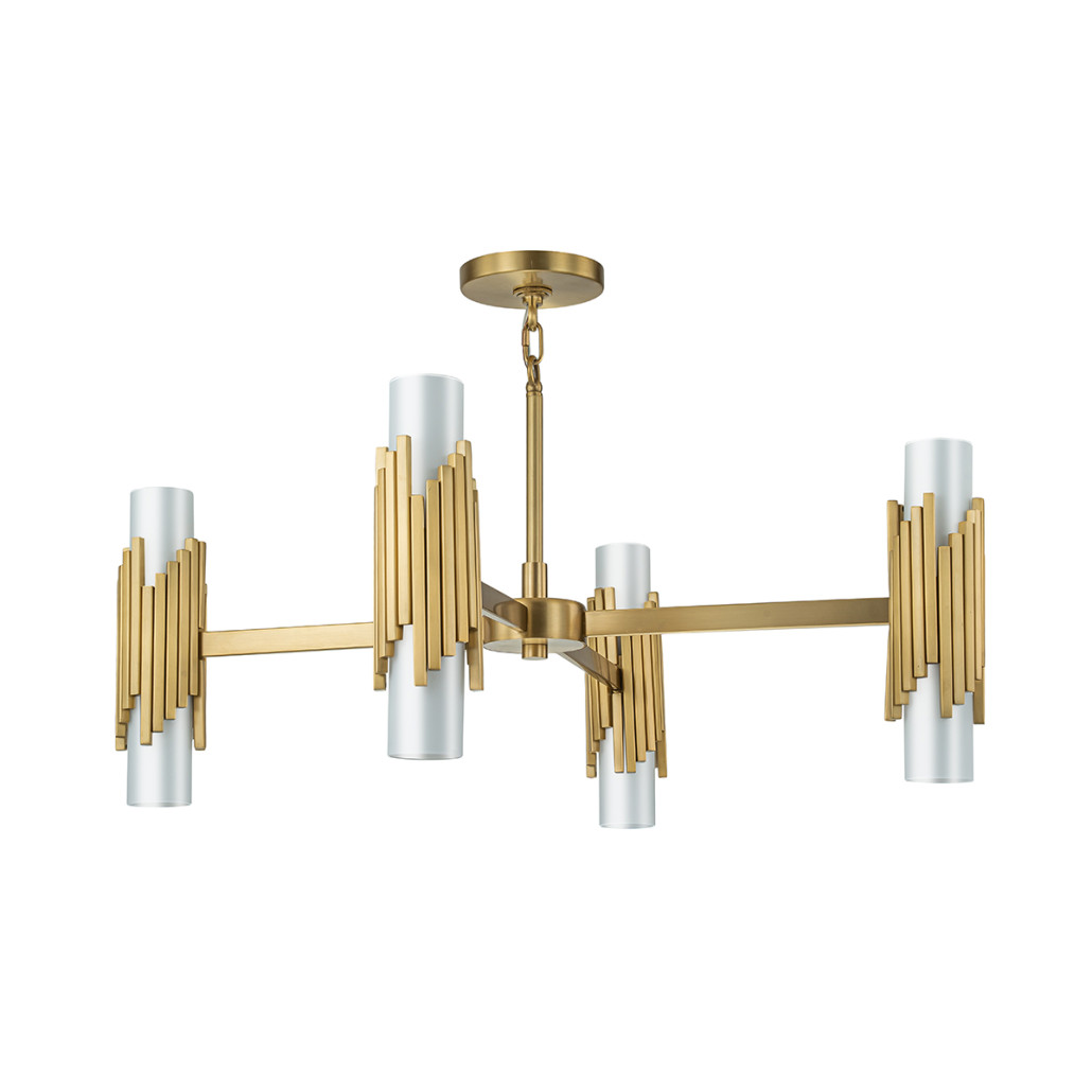 Люстра цвета латунь с 4-мя матовыми цилиндрическими плафонами Elstead Lighting