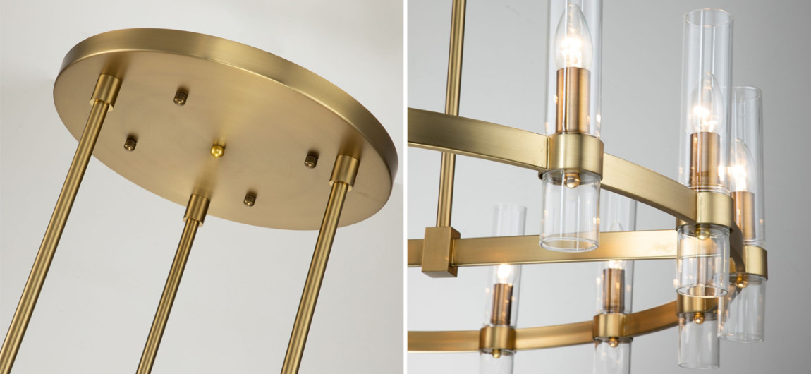 Люстра цвета матового золота с прозрачными плафонами Giostra D100 см