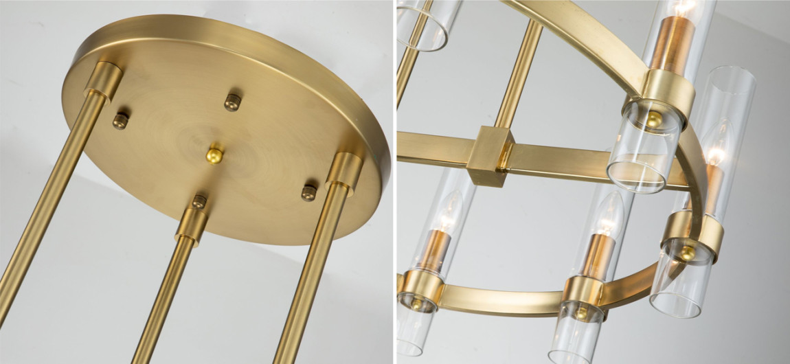 Люстра цвета матового золота с прозрачными плафонами Giostra D70 см