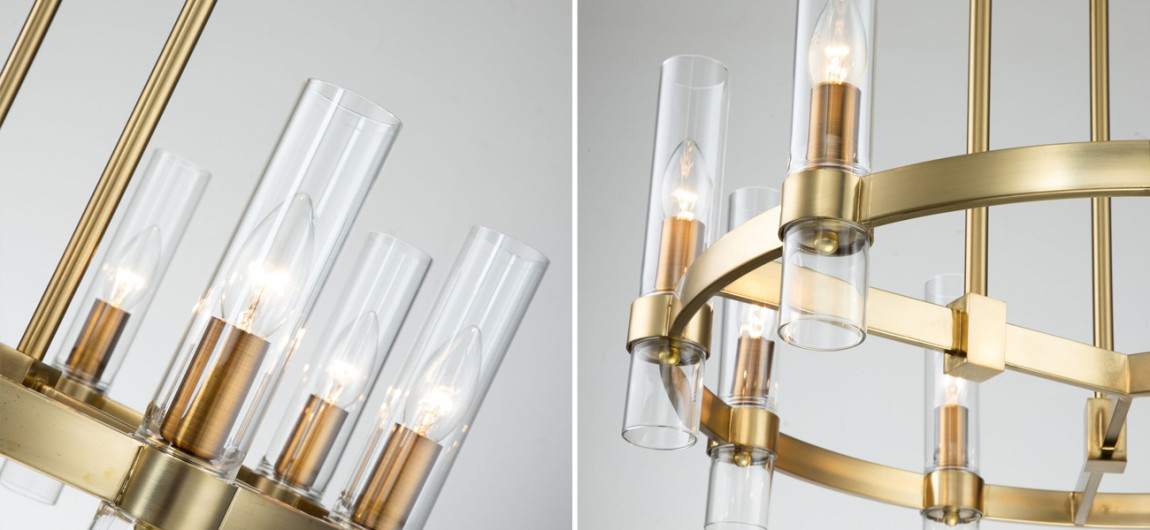 Люстра цвета матового золота с прозрачными плафонами Giostra D70 см