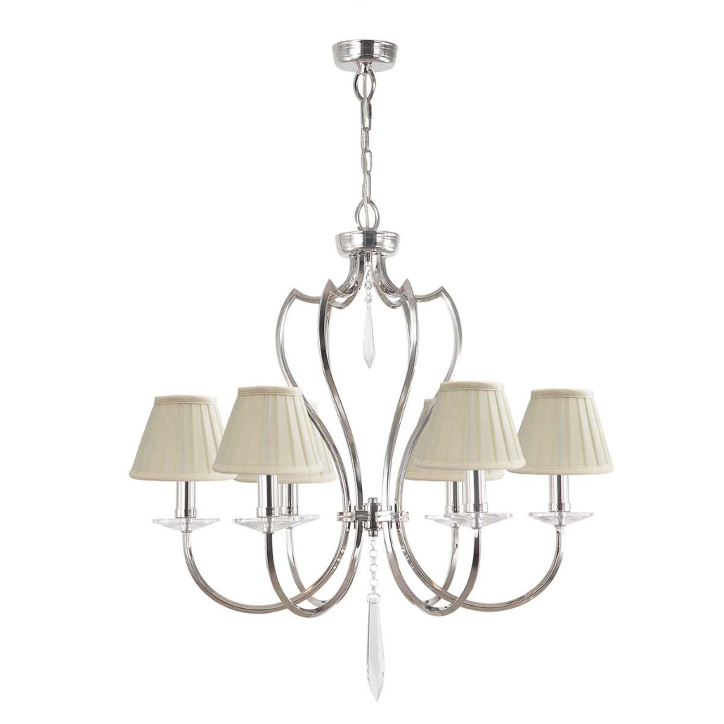 Люстра цвета никель с 6-ю лампами и стеклянными подвесками Elstead Lighting