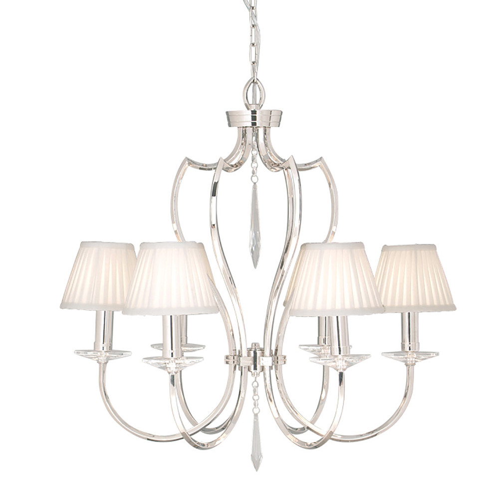 Люстра цвета никель с 6-ю лампами и стеклянными подвесками Elstead Lighting