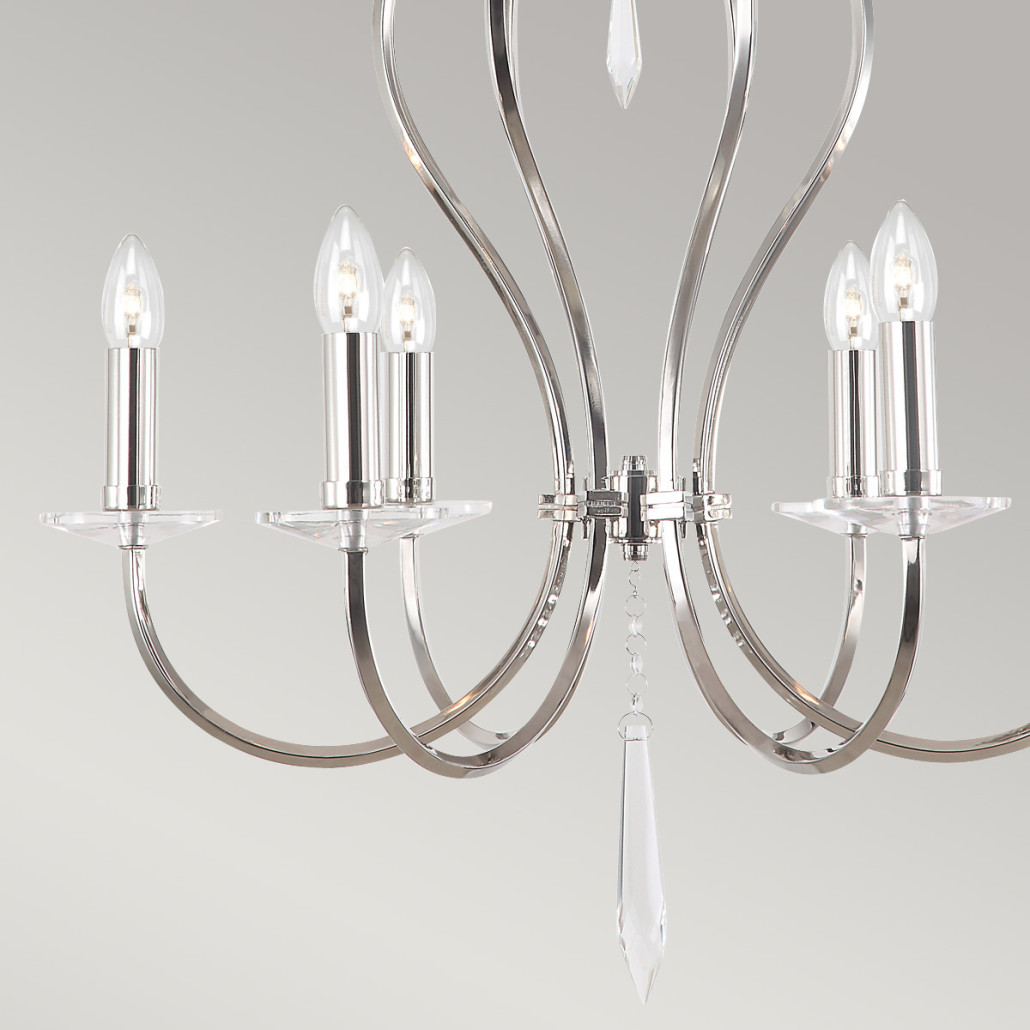 Люстра цвета никель с 6-ю лампами и стеклянными подвесками Elstead Lighting