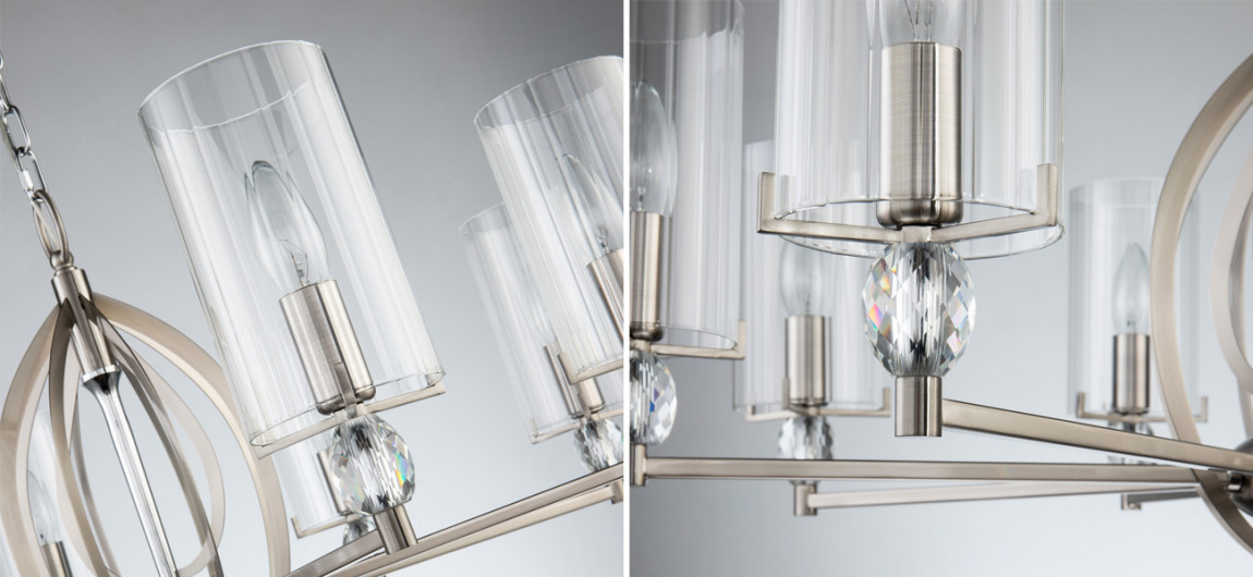 Люстра цвета никель с прозрачным плафоном Verge 8 ламп