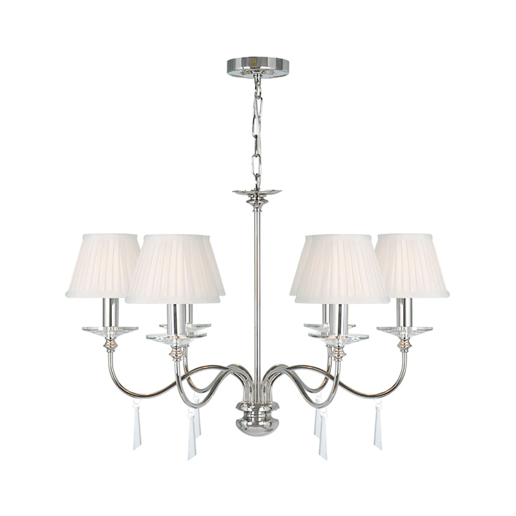 Люстра цвета никель с прозрачными стеклянными подвесками в форме капель Elstead Lighting