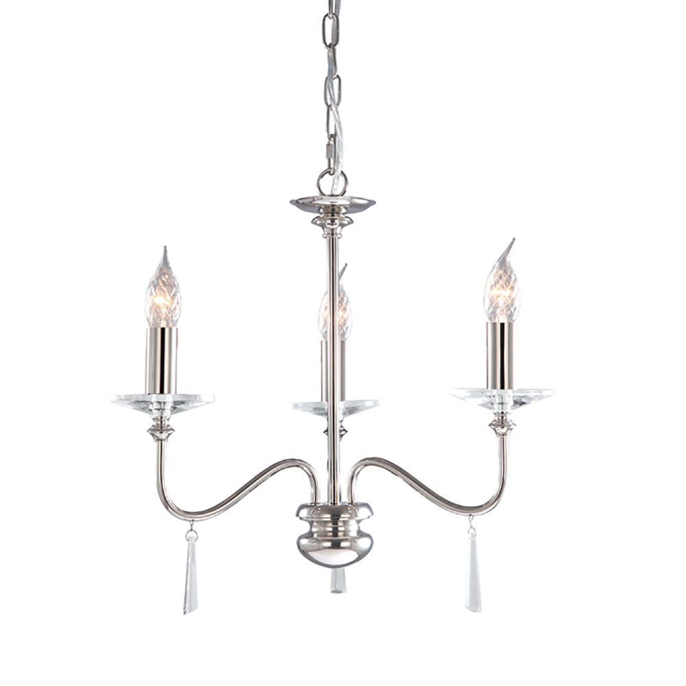 Люстра цвета никель с прозрачными стеклянными подвесками в форме капель Elstead Lighting