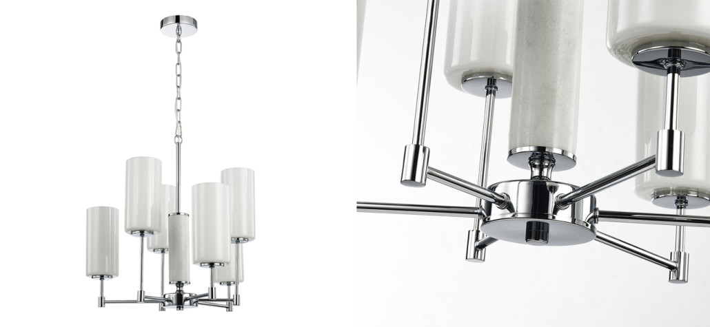 Люстра цвета хром с белыми матовыми плафонами Hovering D56 см