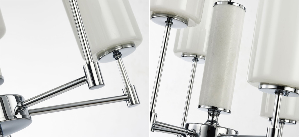 Люстра цвета хром с белыми матовыми плафонами Hovering D56 см