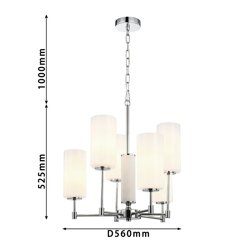 Люстра цвета хром с белыми матовыми плафонами Hovering D56 см