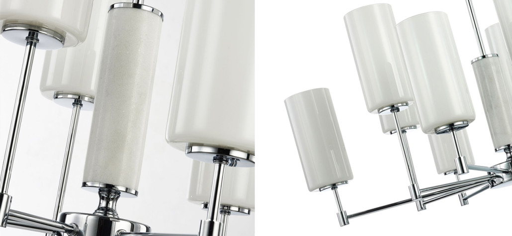 Люстра цвета хром с белыми матовыми плафонами Hovering D84 см