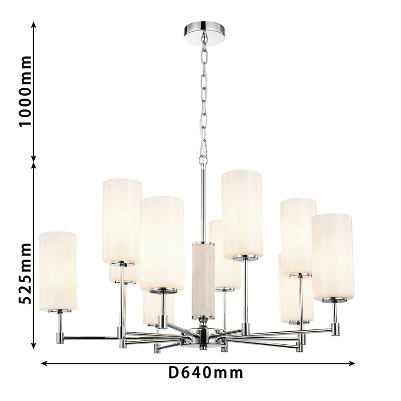 Люстра цвета хром с белыми матовыми плафонами Hovering D84 см