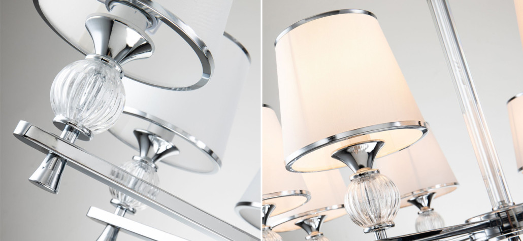 Люстра цвета хром с тканевыми плафонами LUMINAIRE