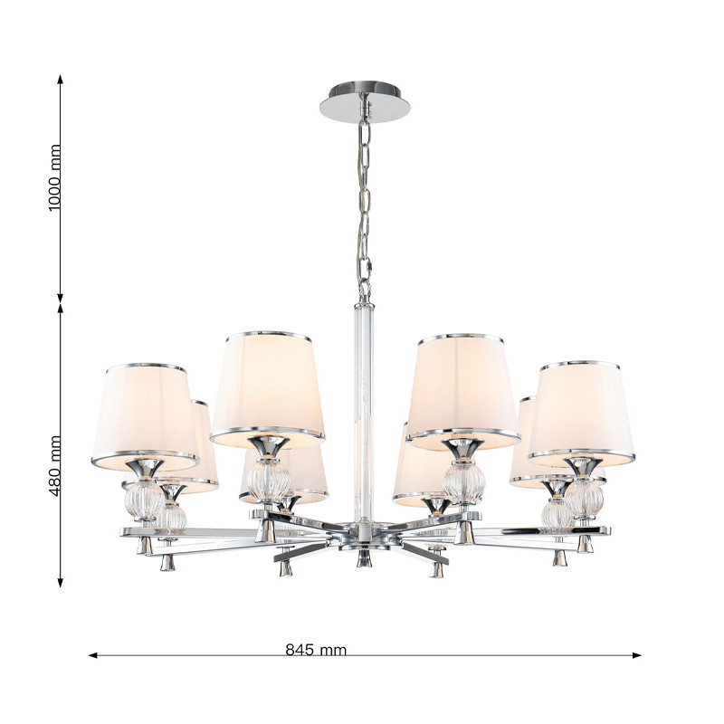 Люстра цвета хром с тканевыми плафонами LUMINAIRE