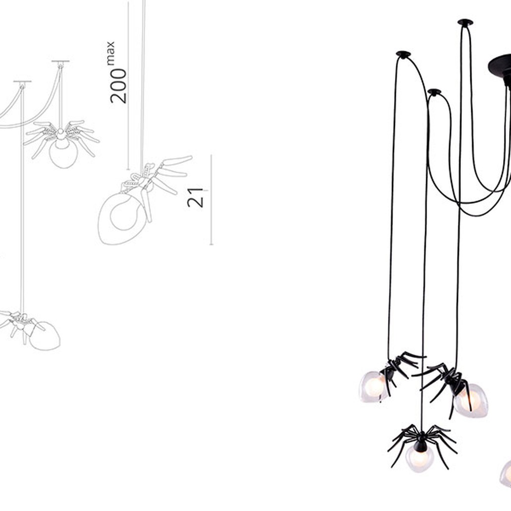 Люстра черная Паук Spiders lamp 7