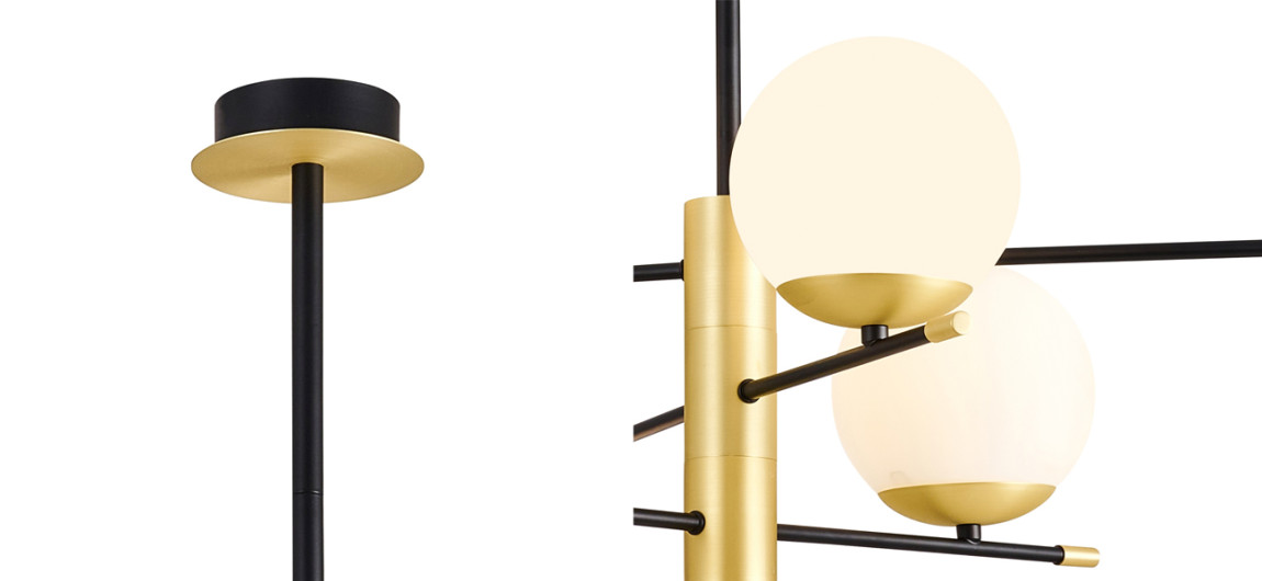 Люстра Черная с Золотом Spike Balls Hanging 6 Lamp