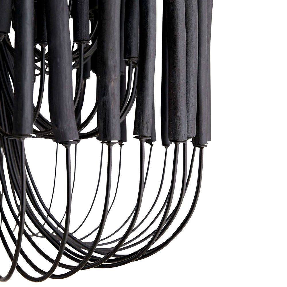 Люстра черная с несколькими ярусами деревянных палочек Bright Wooden Chandelier