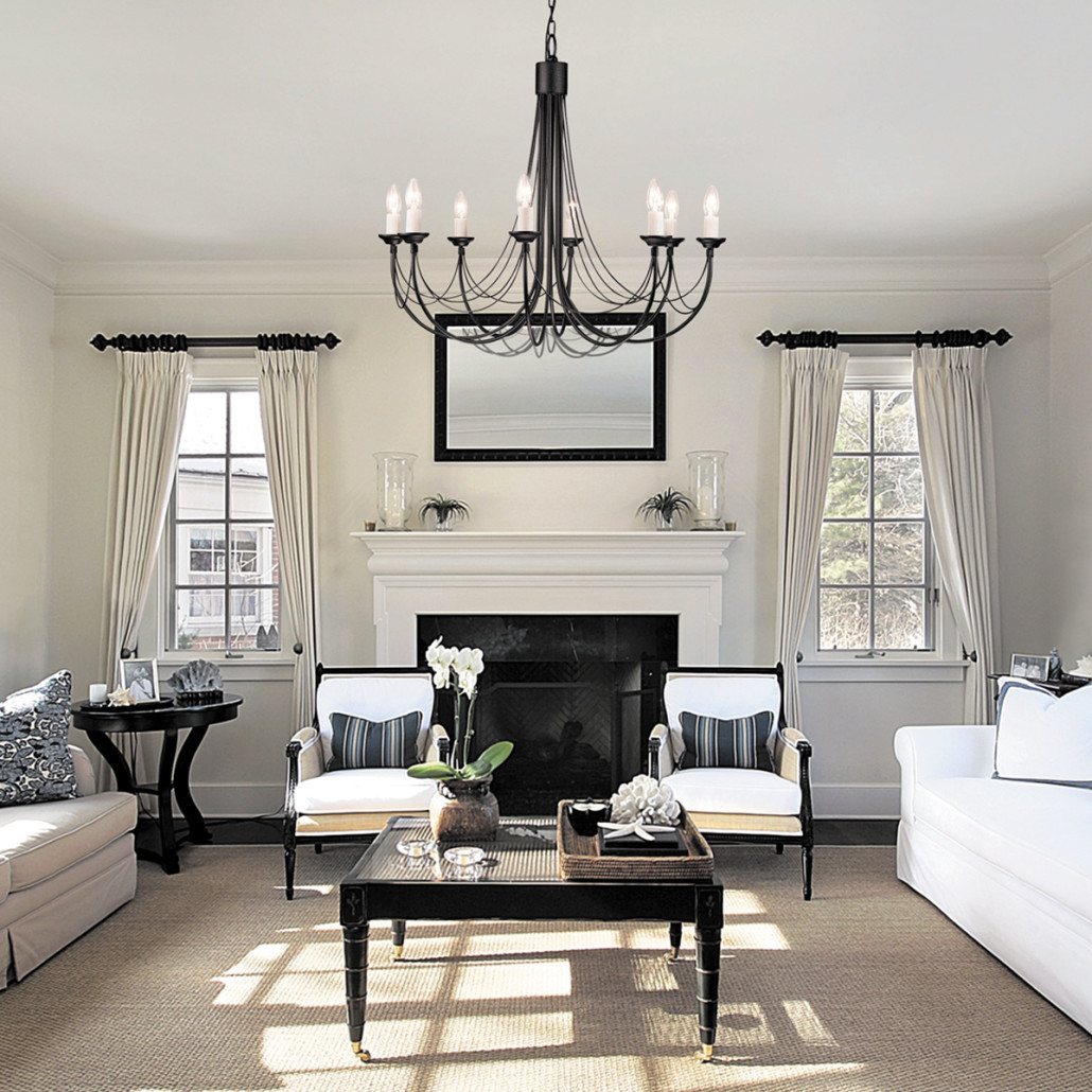 Люстра черного цвета ручной работы с канделябрами и переплетенной проволочной драпировкой Elstead Lighting