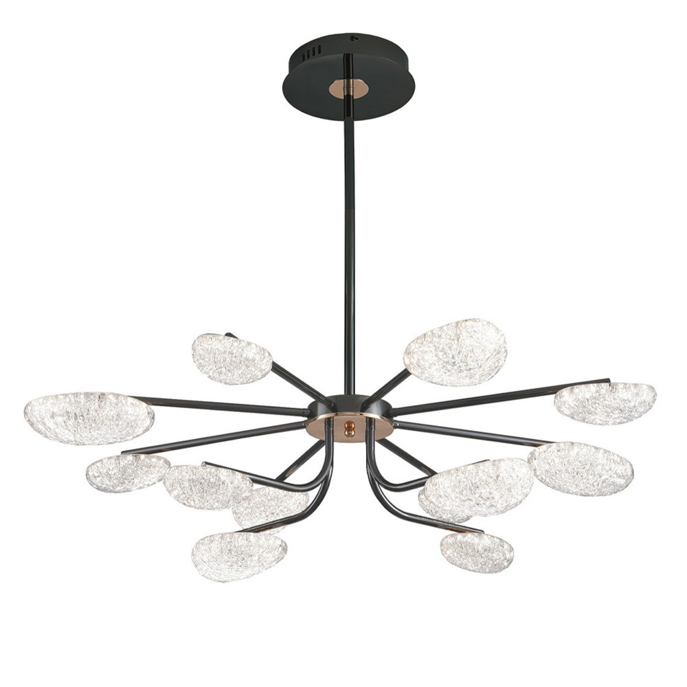 Люстра черного цвета с 12-ю прозрачными плафонами овальной формы Iona chandelier