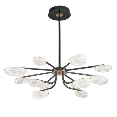 Люстра черного цвета с 12-ю прозрачными плафонами овальной формы Iona chandelier