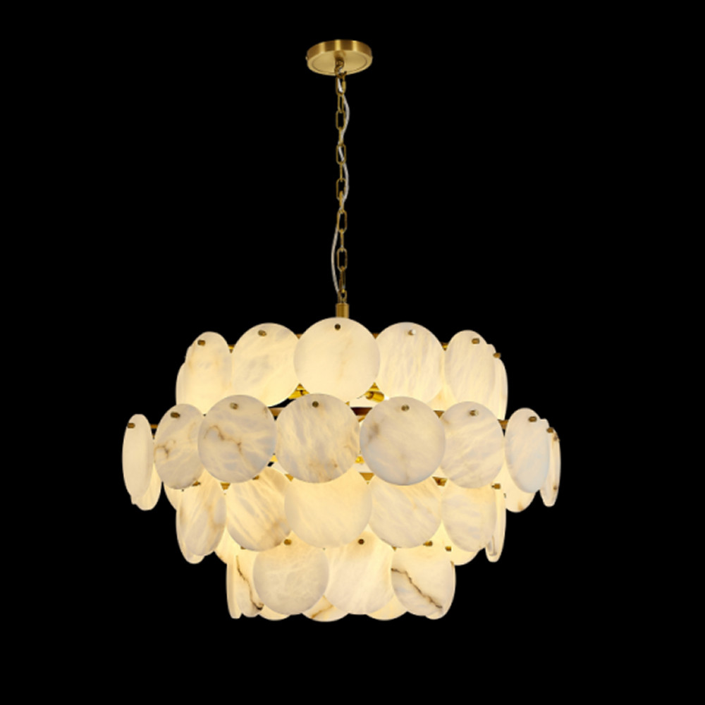 Люстра четырехъярусная с подвесками в форме дисков Cryptocrystalline Stone