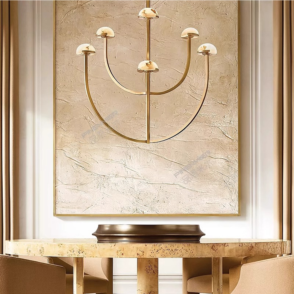 Люстрас 6-ю мраморными плафонами в форме купола Light Warm Light