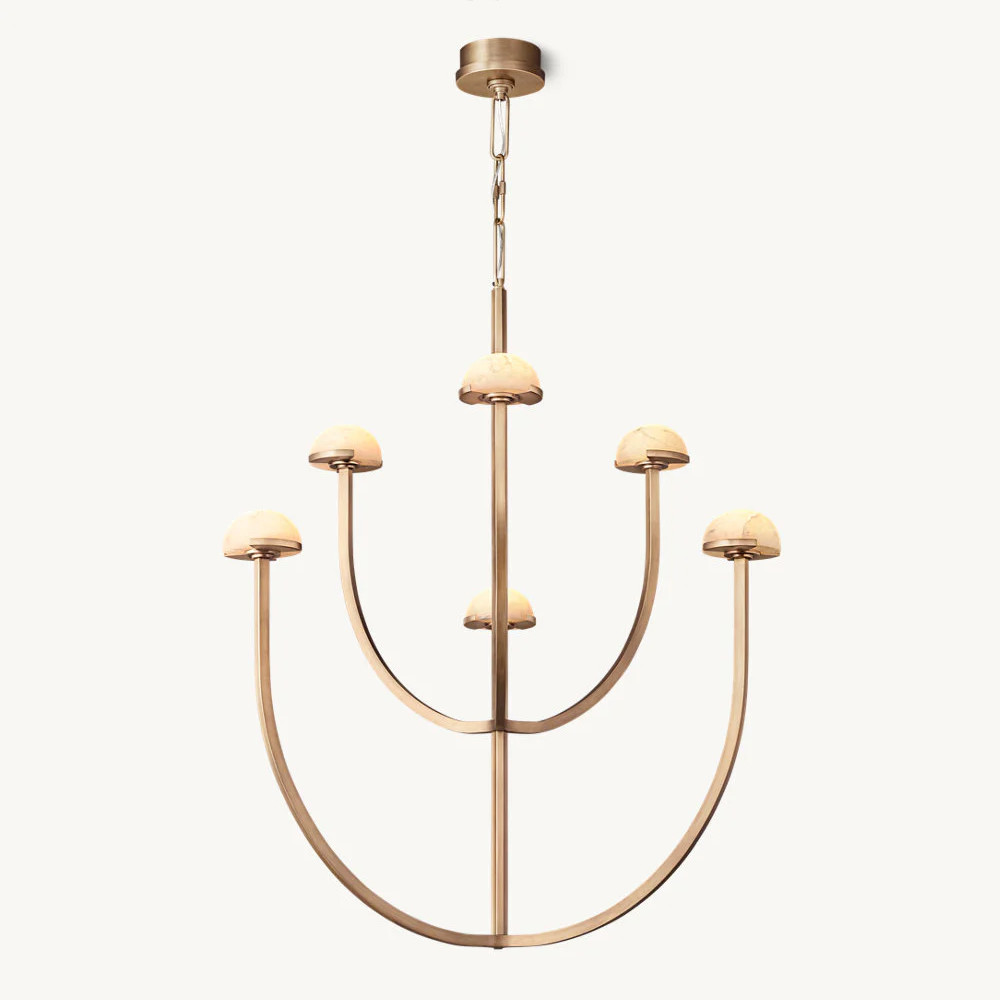 Люстрас 6-ю мраморными плафонами в форме купола Light Warm Light