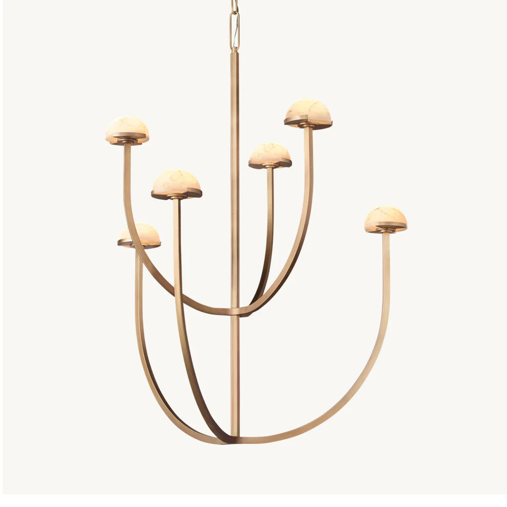 Люстрас 6-ю мраморными плафонами в форме купола Light Warm Light