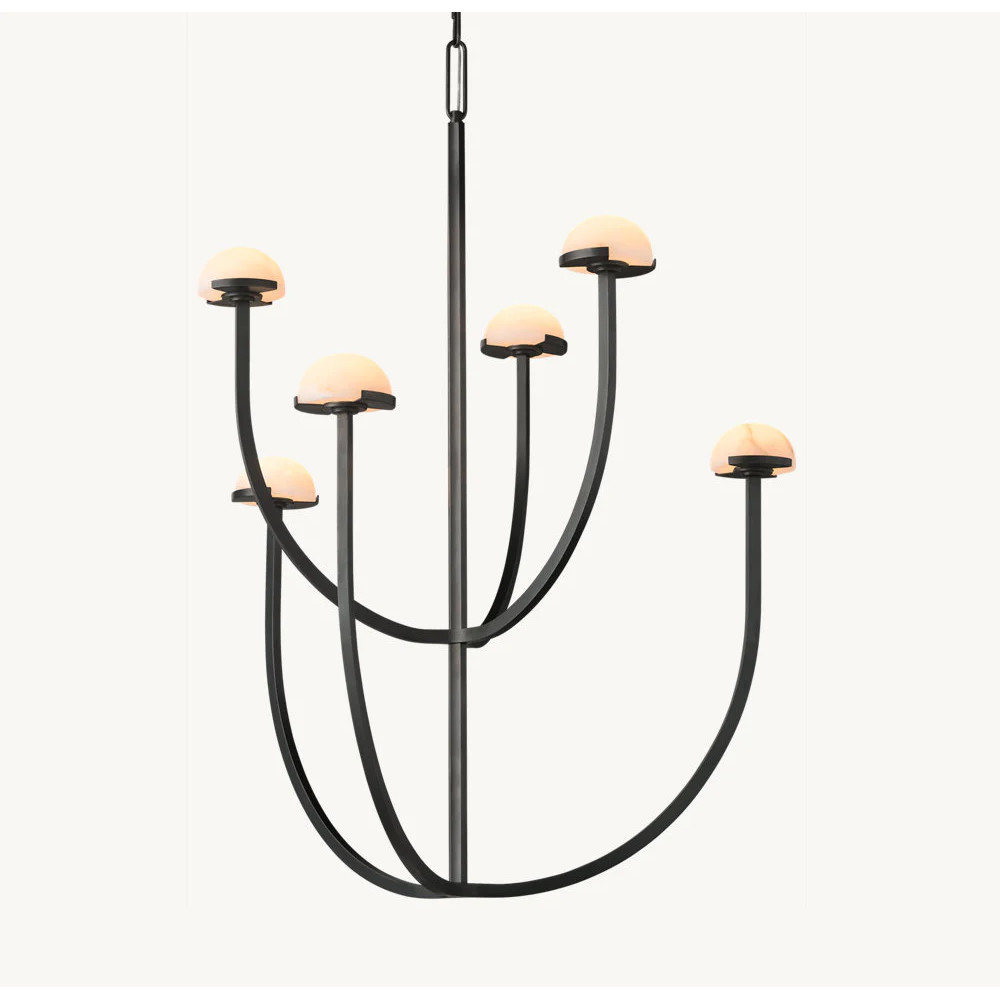 Люстрас 6-ю мраморными плафонами в форме купола Light Warm Light