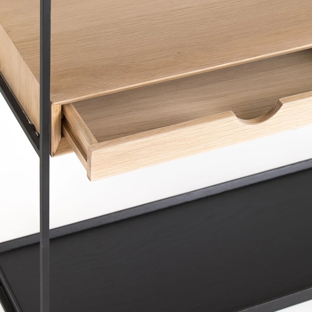 Металлический стеллаж с деревянными полками и ящиками Menzie Metal Wood Rack