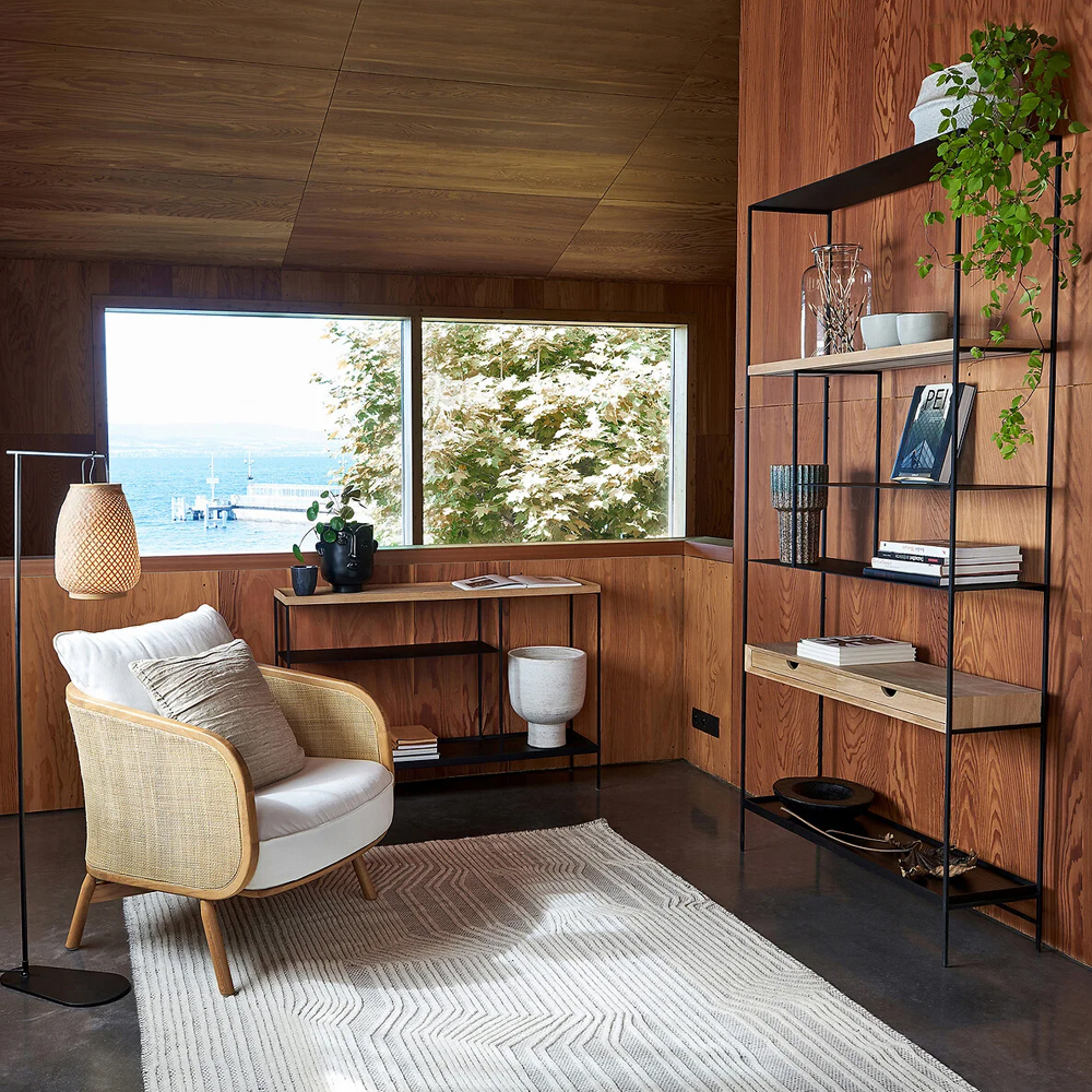 Металлический стеллаж с деревянными полками и ящиками Menzie Metal Wood Rack