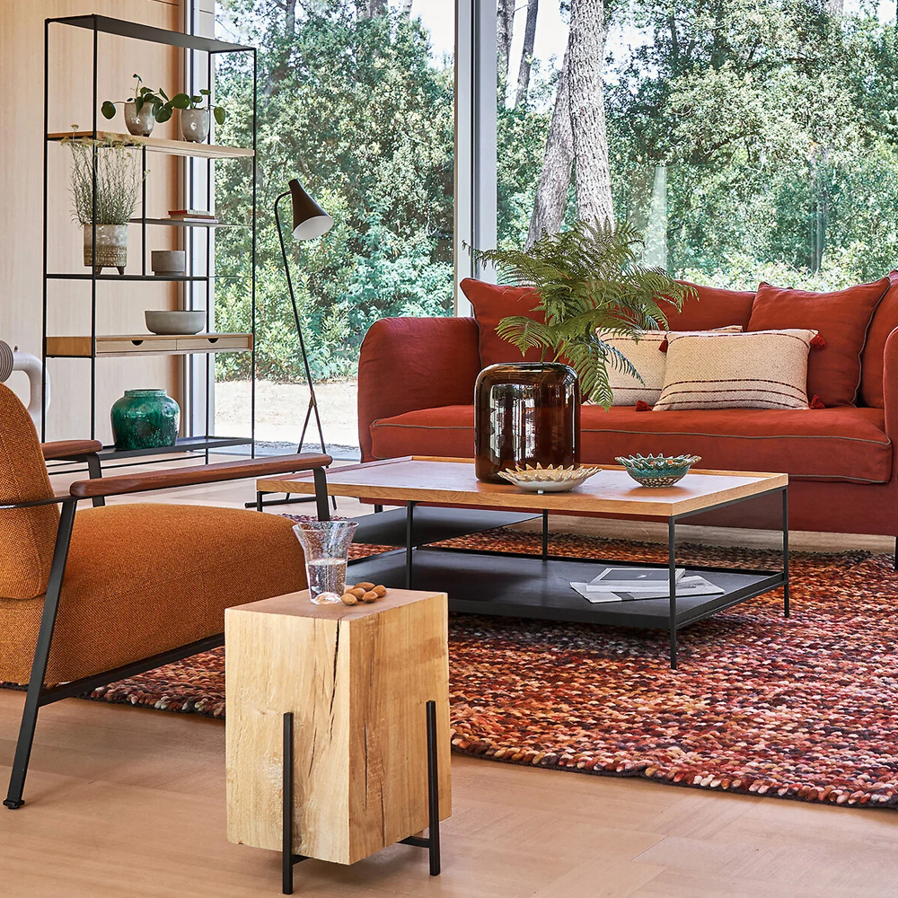 Металлический стеллаж с деревянными полками и ящиками Menzie Metal Wood Rack