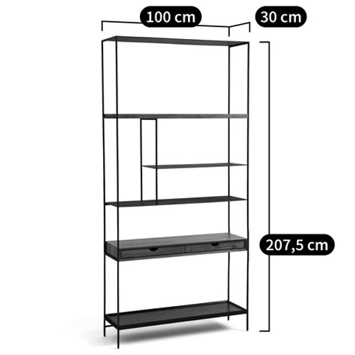 Металлический стеллаж с деревянными полками и ящиками Menzie Metal Wood Rack