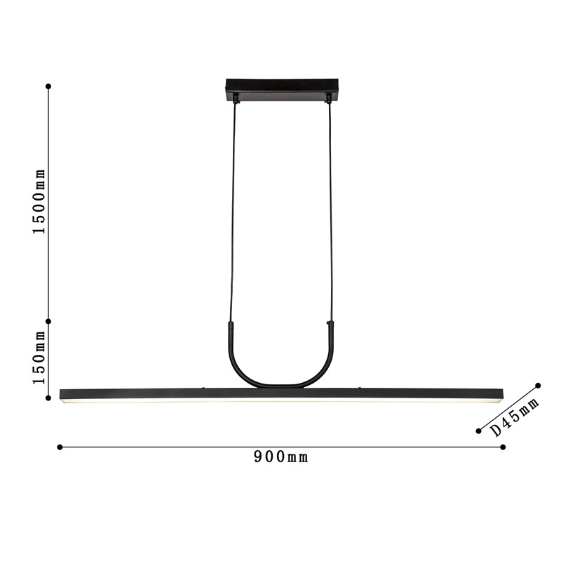 Минималистичная черная люстра Trumpet tube