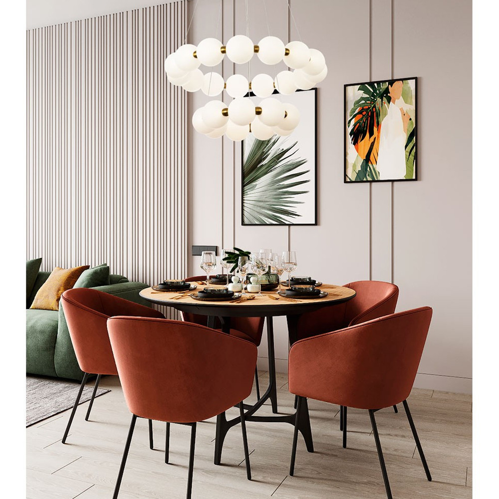 Многоярусная кольцевая люстра с плафонами шары Rings Suspension Light Chandelier