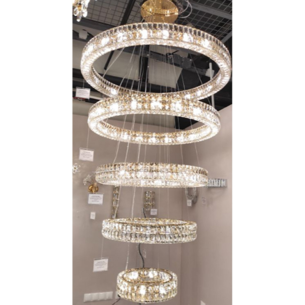 Многоярусная Люстра Elizabeth Золото Вертикальная композиция из пяти хрустальных светильников