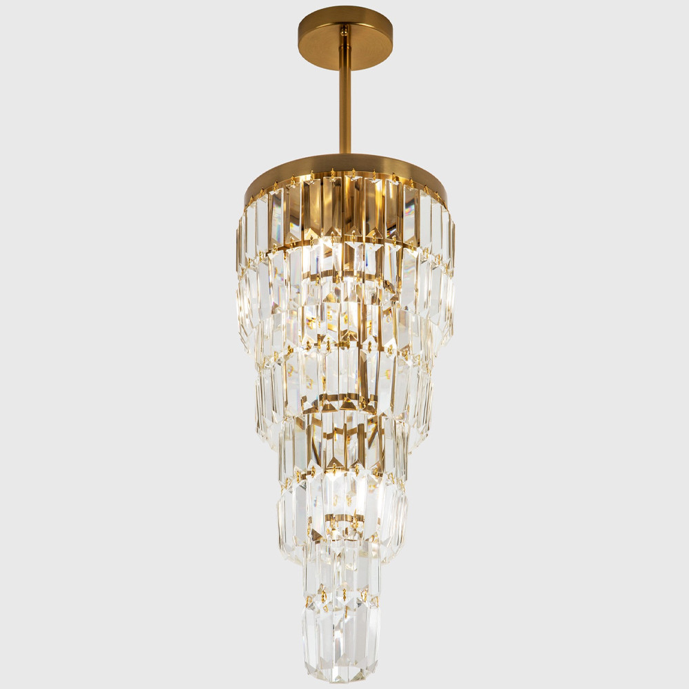 Многоярусная люстра с прямоугольными хрустальными подвесками Allard Crystal Chandelier