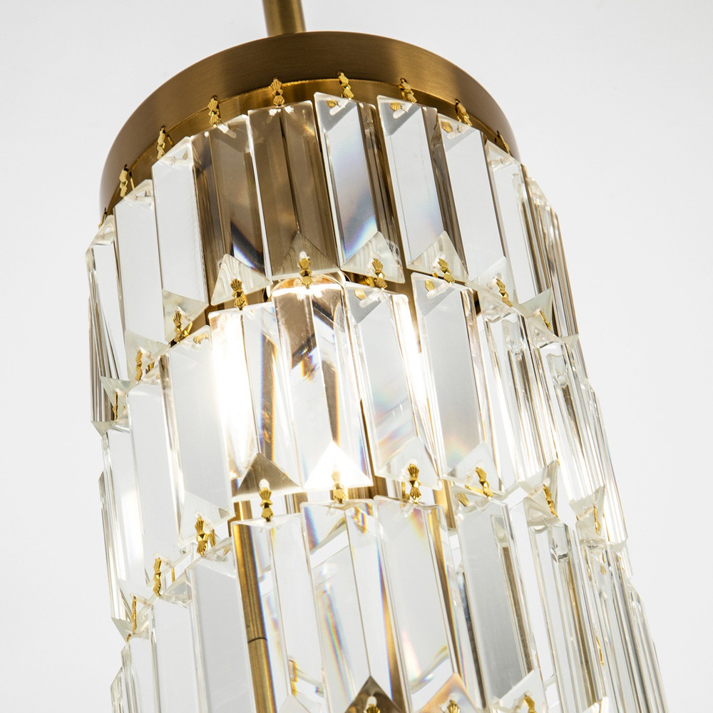 Многоярусная люстра с прямоугольными хрустальными подвесками Allard Crystal Chandelier 3