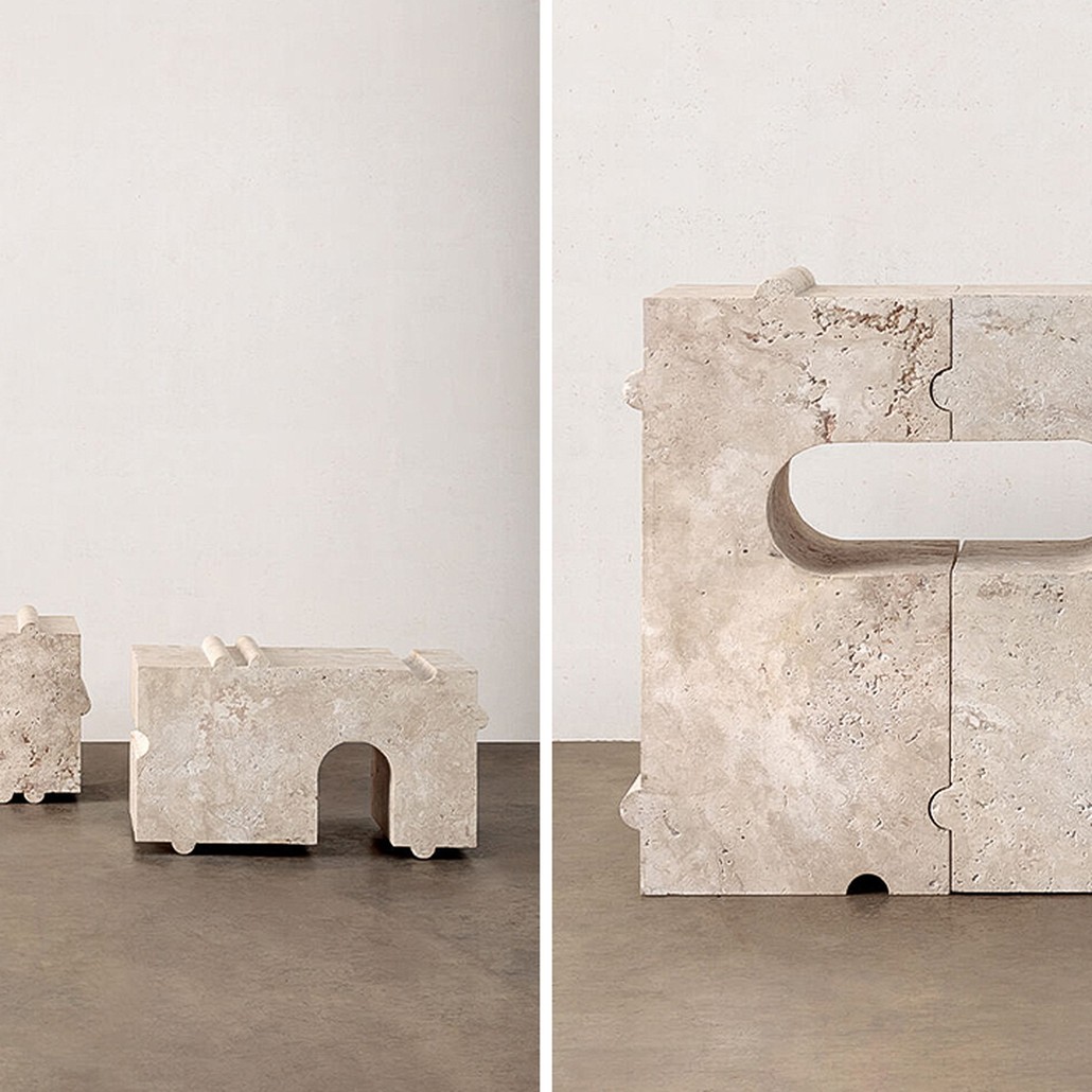 Модульная каменная скамья Hume Modular Stone Bench дизайн Kelly Wearstler