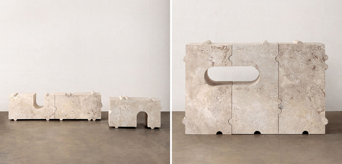 Модульная каменная скамья Hume Modular Stone Bench дизайн Kelly Wearstler