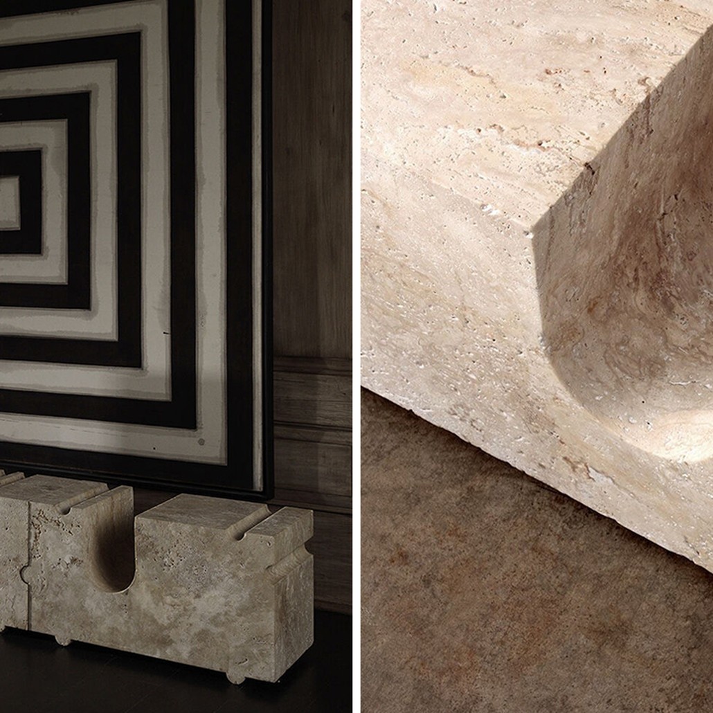 Модульная каменная скамья Hume Modular Stone Bench дизайн Kelly Wearstler